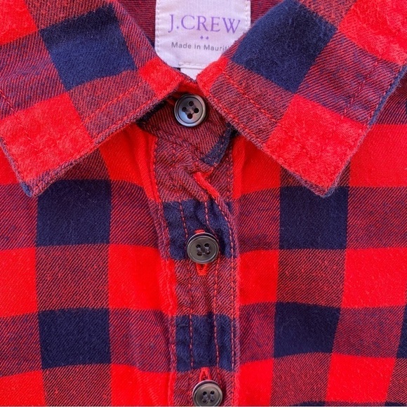 J. Crew Perfect Fit Popover Red Flannel Top Sz S - Picture 3 of 8